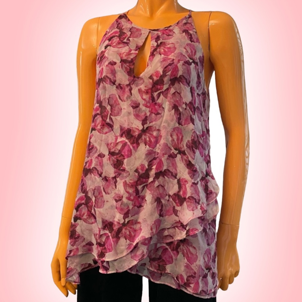Cynthia Rowley Pink Floral Silk Blouse